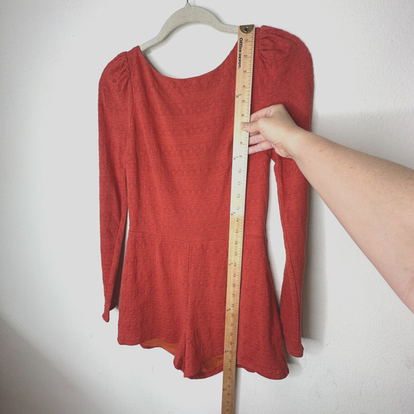 Ark & Co Salmon High Neck Long Sleeve V Back Zip Embroidered Zip Romper S - Picture 12 of 15